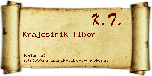 Krajcsirik Tibor névjegykártya
